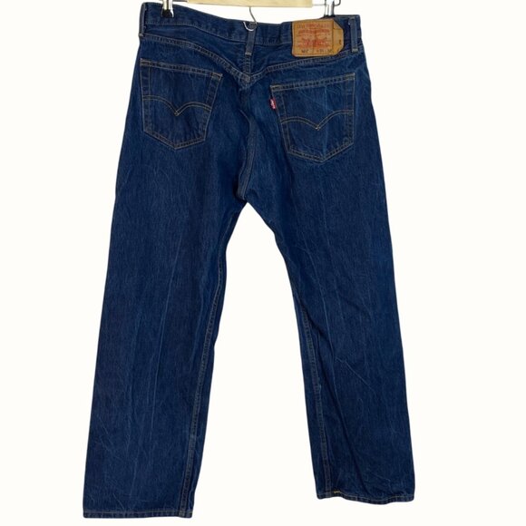 Levi's Vintage 501 Button Fly Original Straight Leg Fit Wide PatchBlue Jeans 36x - Picture 2 of 16